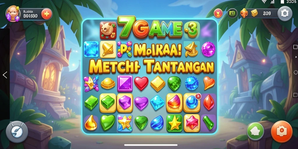 Tampilan menarik dalam gameplay Match-3 di 7GAME.