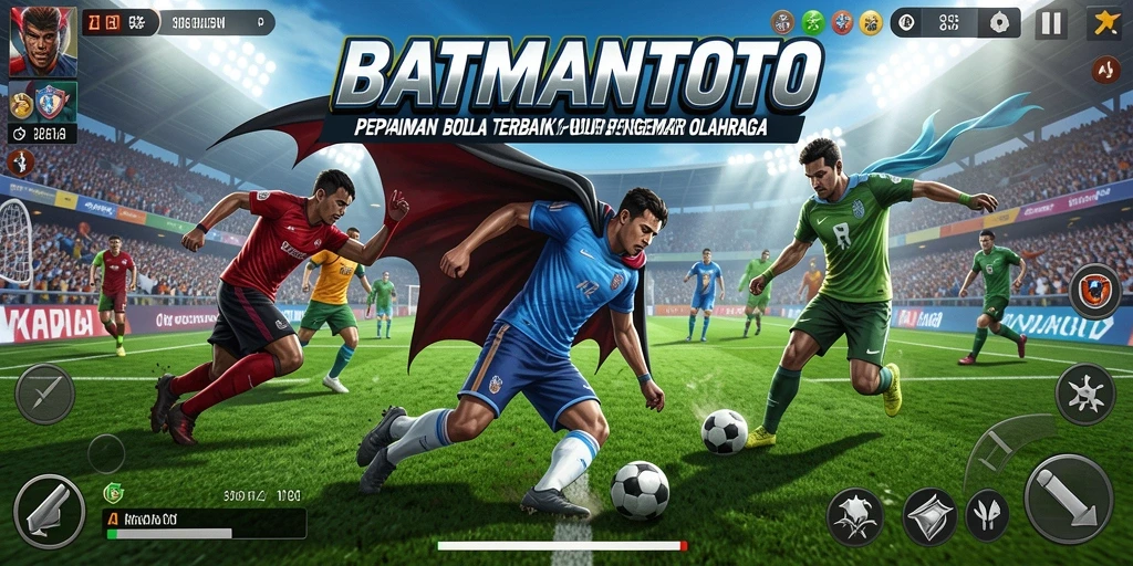 Screenshot gameplay yang menampilkan aksi sepak bola yang mendebarkan.
