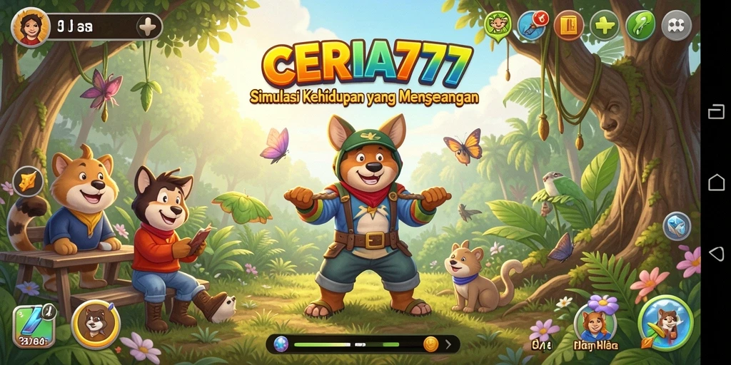 Screenshot CERIA777 menampilkan pemain berinteraksi di dunia virtual yang ceria.