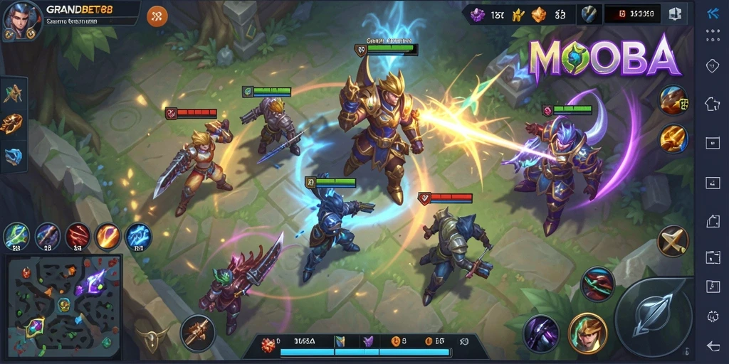 Tangkapan layar dari gameplay MOBA yang mendebarkan di GRANDBET88.