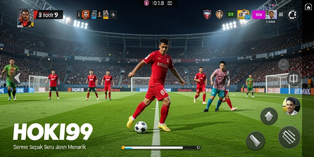 Tampilan gameplay HOKI9 dengan aksi sepak bola yang seru.