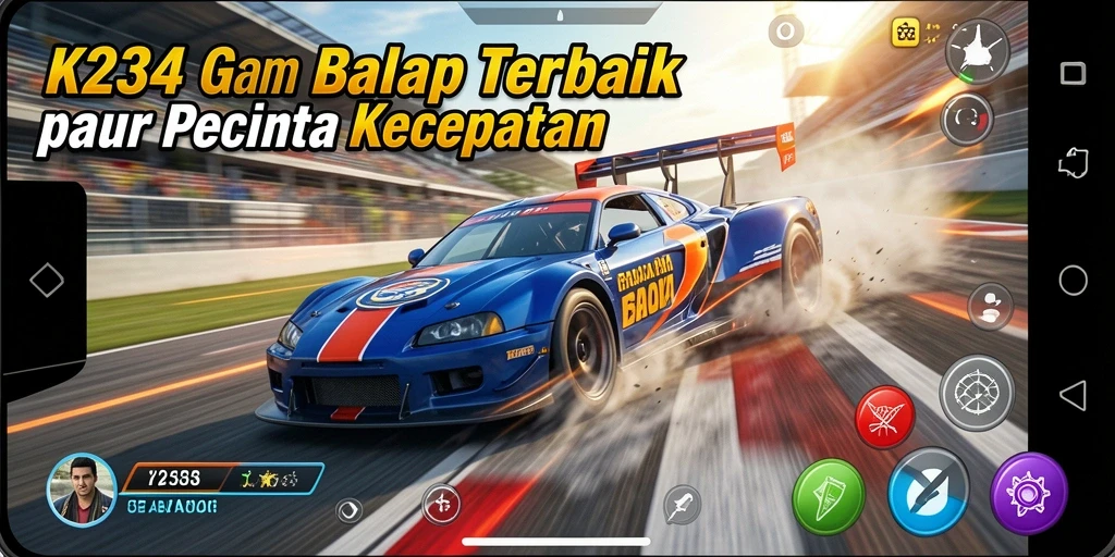 Tampilan gameplay K234 yang penuh aksi balapan seru.
