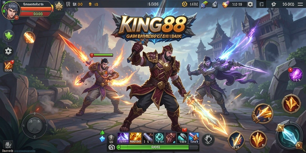 Menampilkan aksi seru dalam game MMORPG KING88.