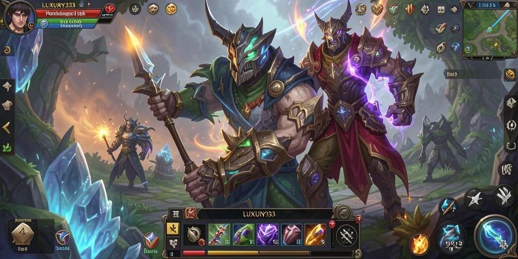 Screenshot LUXURY333 menampilkan pertarungan epik dalam dunia MMORPG yang luas.