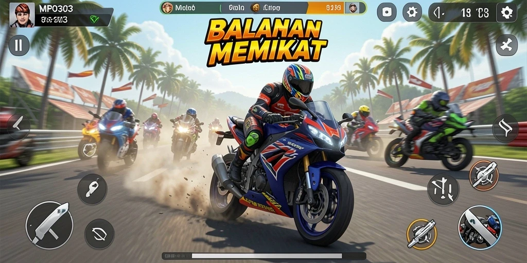 Tampilan gameplay seru balapan motor di MPO303 dengan lintasan yang menantang.