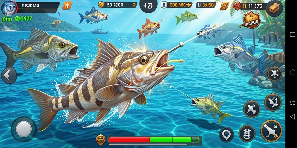 Tampilan gameplay NV77 yang menarik saat menembak ikan.