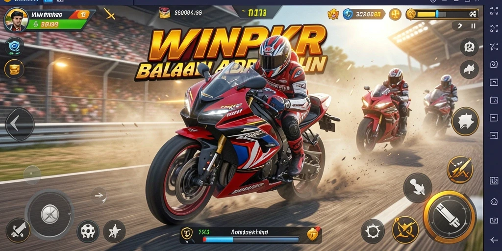 Gameplay balapan motor yang seru di WINPKR.